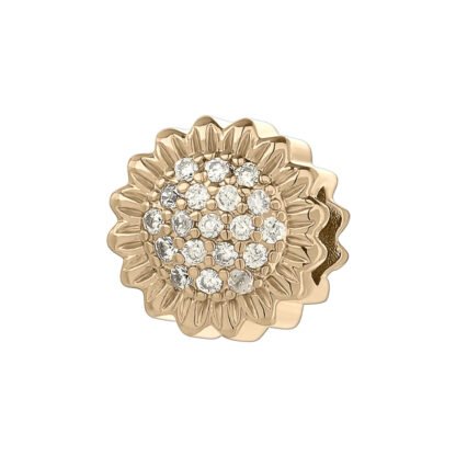 Gold Sunflower White Gems Charm