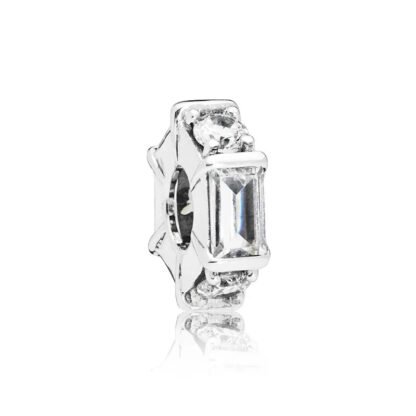 Silver Geometric Round and Rectangular Gems Charm