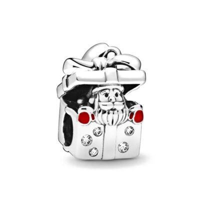 Santa Claus in Silver Present Box Charm