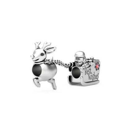 Silver Christmas Santa Sleigh Best Wishes Charm