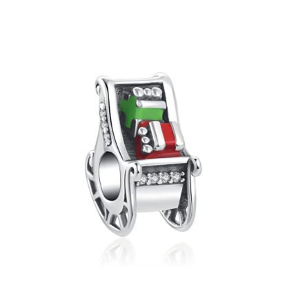 Silver Christmas Gift Cart Charm