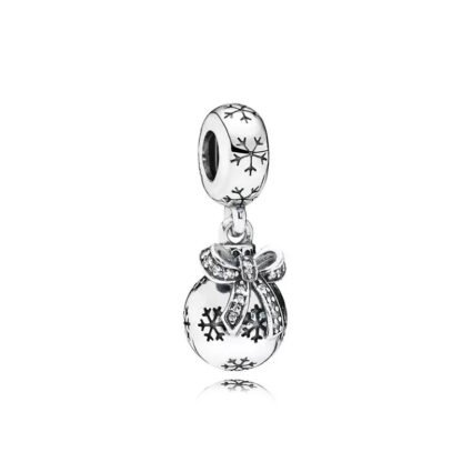 Silver Winter Christmas Ornament Ball Charm