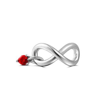Big Infinity Symbol Small Red Heart Gem Charm