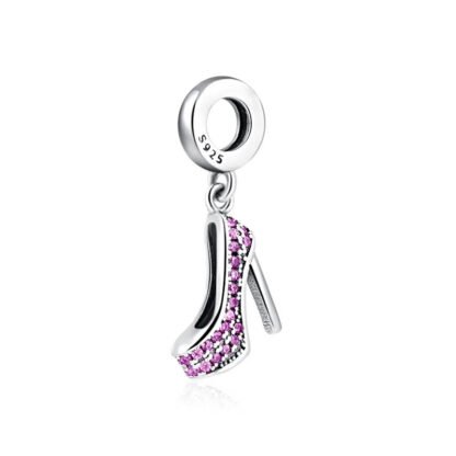 Pink Gems Silver Heel Charm