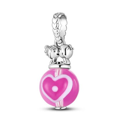 Couple On Pink Love Globe Charm
