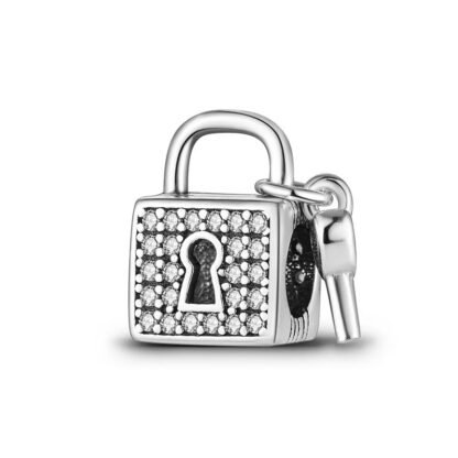 Silver Big Lock Box and Key Charm