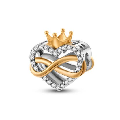 Royal Crowned Heart Golden Infinity Symbol Charm