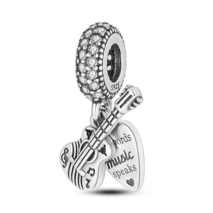 Silver Guitar Music Lover Charm