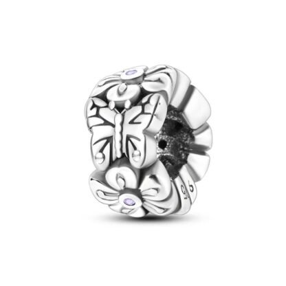 Silver Butterfly and Flower Charm