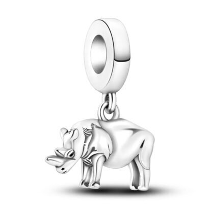 Silver Rhinoceros Charm