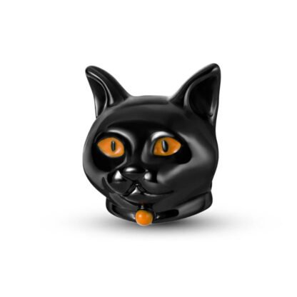 Black Cat Head Orange Eyes Charm