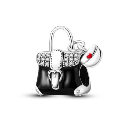 Black Leather Purse Bag Charm