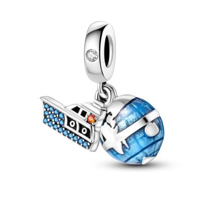 Blue Globe Ship Travel Charm