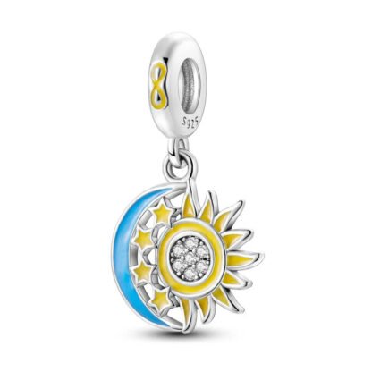 Blue Crescent Moon Yellow Sun Charm