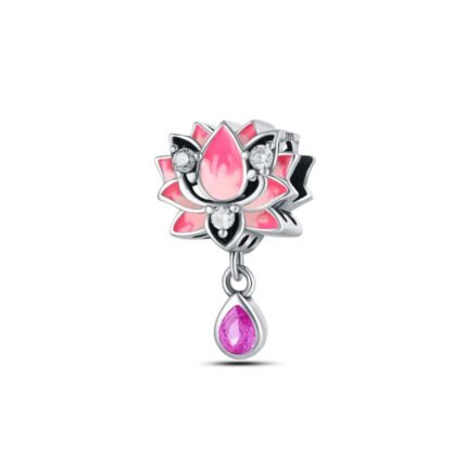 Pink Lotus Magenta Gem Drop Charm