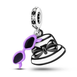 Purple Sunglasses Black Outline Hat Charm