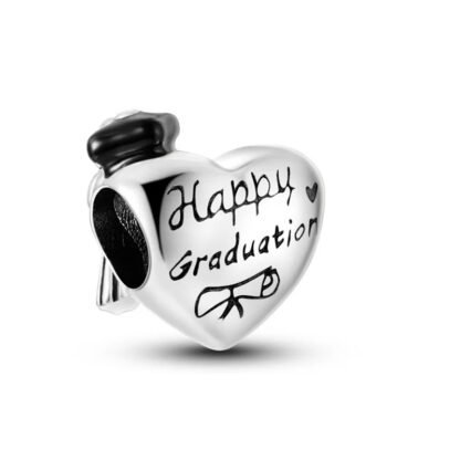 Silver Heart Happy Graduation Charm