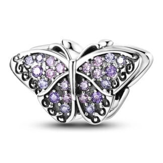 Grand Purple Gems Silver Butterfly Charm