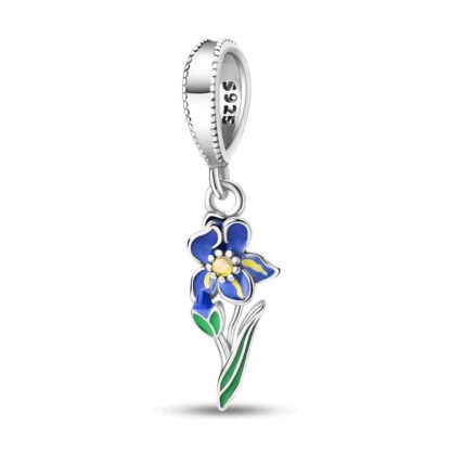 Blue Iris Flower Charm