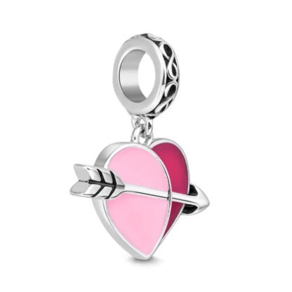 Arrow Through Pink Heart Cupid Charm