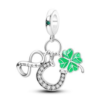 Lucky Items Infinity Horseshoe Green Clover Charm