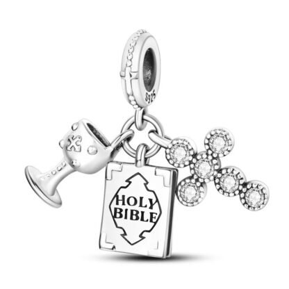 Silver Religious Items Holy Grail Bible Cross Charm