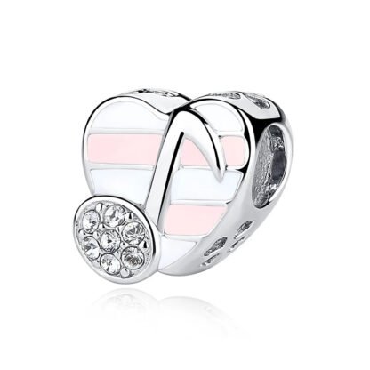 Blue Pink Heart Silver Musical Note Quaver Charm
