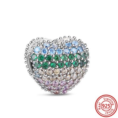 Colorful Gems Coated Heart Charm