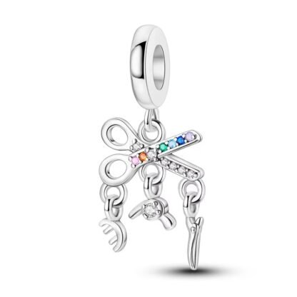 Silver Barber Kit Scissor Clip Charm