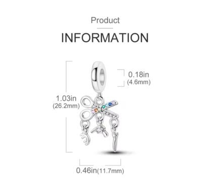 Silver Barber Kit Scissor Clip Charm - Image 2