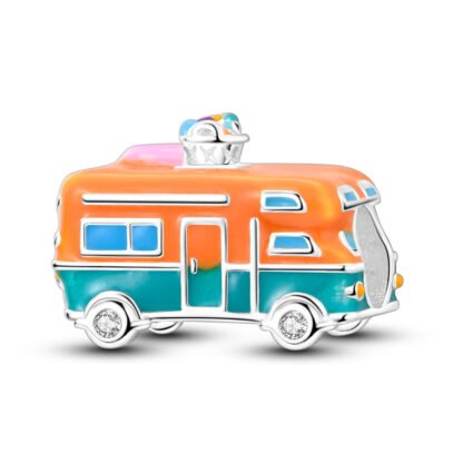 Orange Teal Van Vehicle Charm