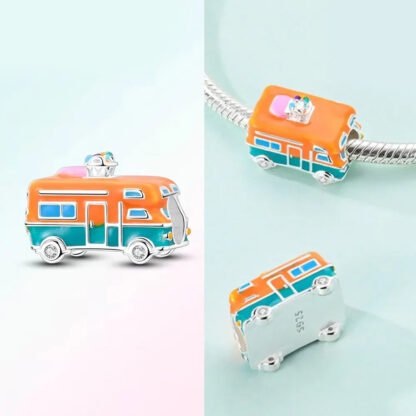 Orange Teal Van Vehicle Charm - Image 2