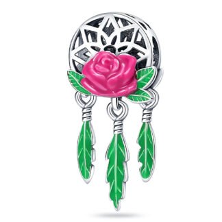 Rose Natural Dreamcatcher Green Leaves Charm