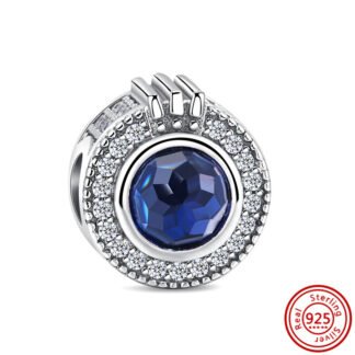 Classic Silver Big BLue Gem Charm