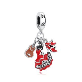 Fierce Red Dance Dress Heel and Guitar Charm