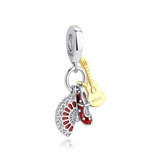 Musical Dance Items Shoe Fan Golden Guitar Charm