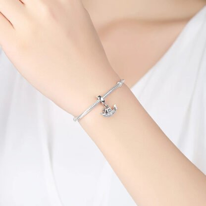 Silver Boat Oaring Person Charm - Image 2