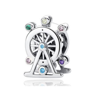 Multicolor Gems Silver Ferris Wheel Charm