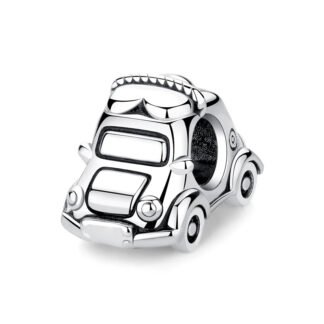 Silver Taxi Cab Car Charm