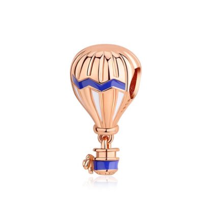 Gold Rose Hot Air Balloon Blue Stripe Charm