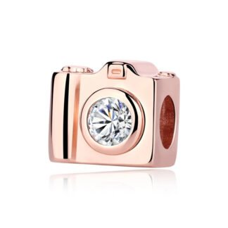 Gold Rose Simple Camera Charm