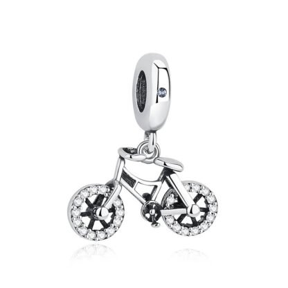 Sparkly Silver Bicycle Charm