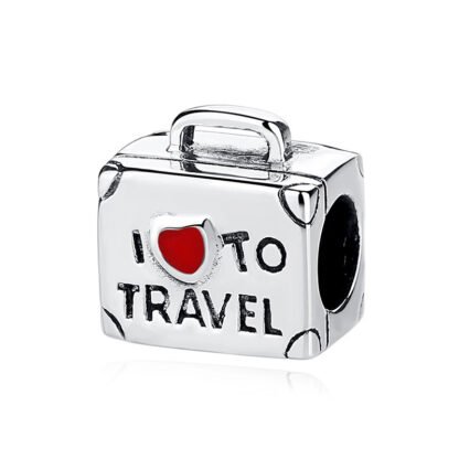 Silver Luggage I Love To Travel Charm