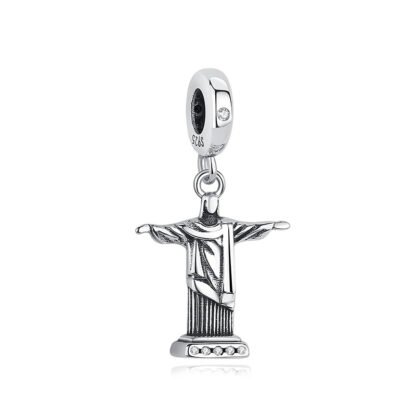 Silver God Christ Statue Open Arm Charm