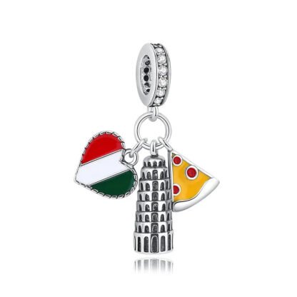 Italian Heart Pizza and Leaning Tower of Pisa Charm