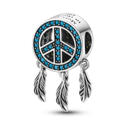 Blue Peace Symbol Dreamcatcher Charm