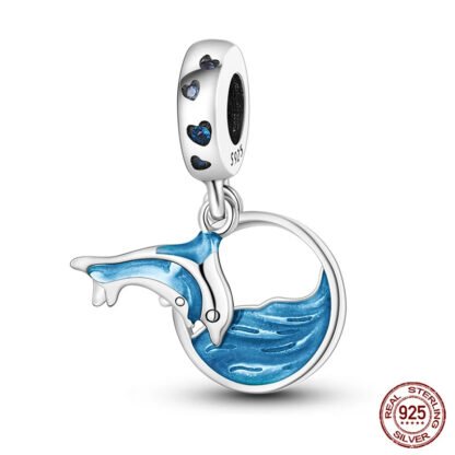 Dolphins Diving into the Blue Ocean Nature Charm