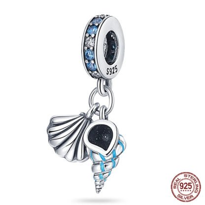 Silver Seashells Blue Charm