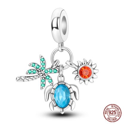 Quirky Fun Tropical Palm Turtle Sun Charm