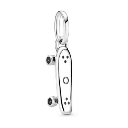 Minimal Silver Skateboard Charm